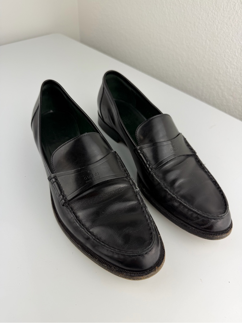 Gucci Black Leather Loafers Black 37.5/7.5